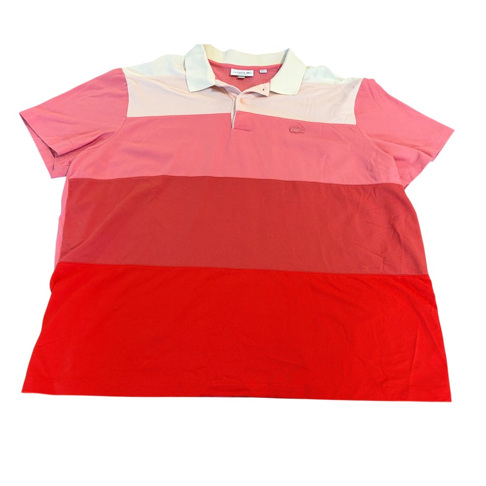 Lacoste Mens Colorblock Polo Shirt Pink Red Regular Fit US 4XL FR 9